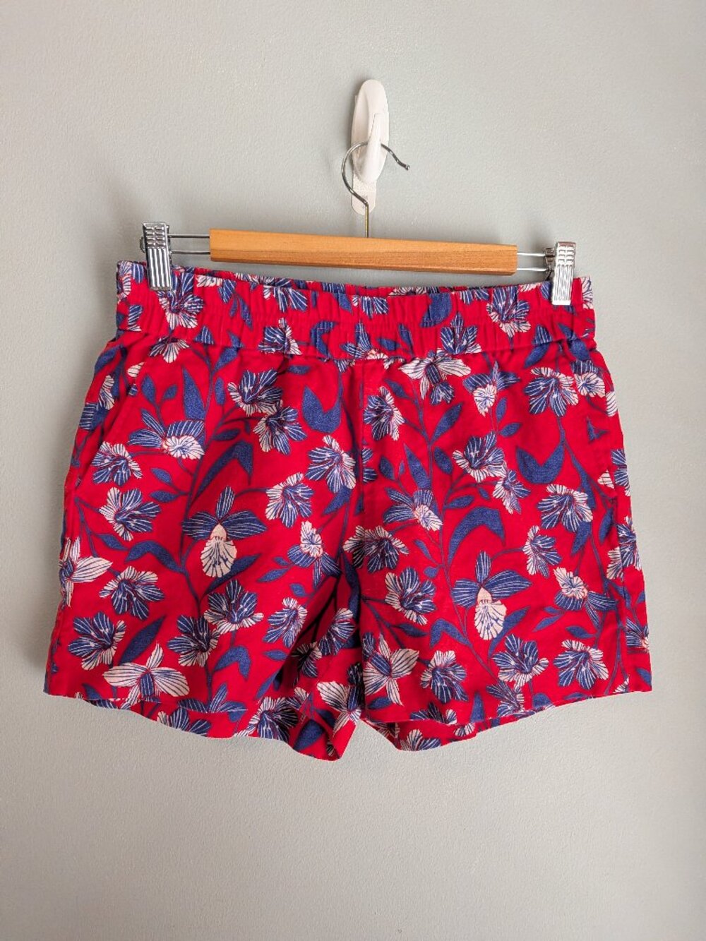 J. Crew Linen Cotton Blend Shorts Women's Size 4 Red Casual Pull On